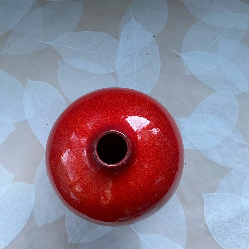 Crate & Barrel Small Red Reactive Glaze Vase